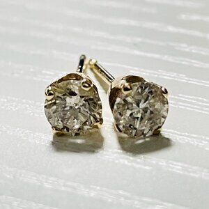 Classic Gold Tone 5mm Round CZ Stud Earrings Solitaire